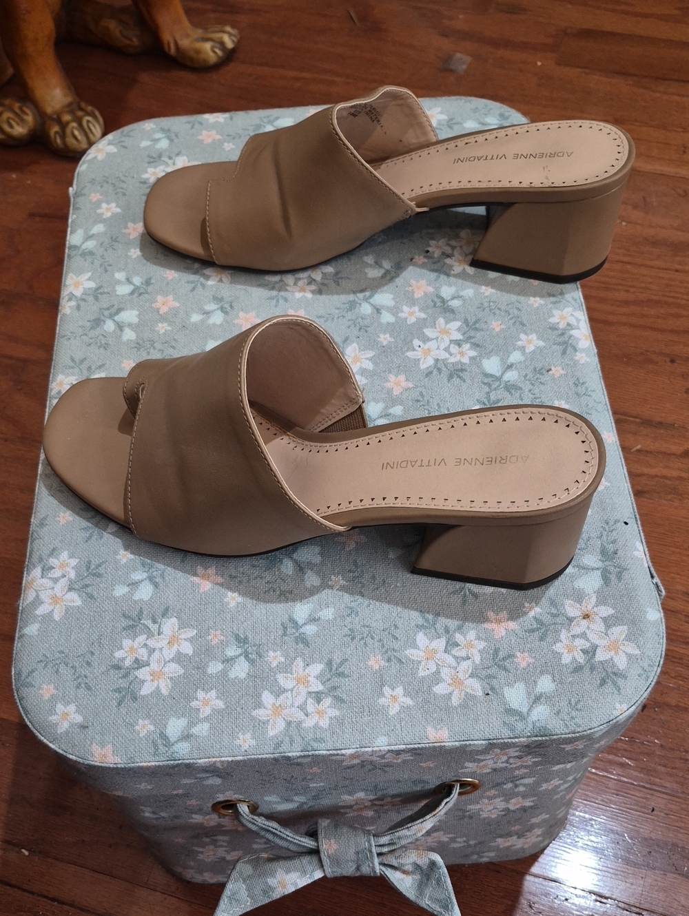 Adrienne Vittadini Tan Slip-On Mule Sandals